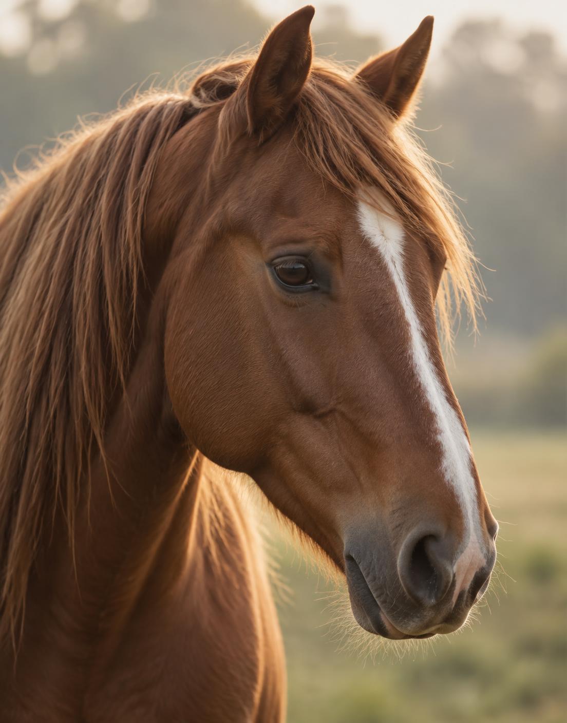 Placeholder photograph of a horse in soft morning light
